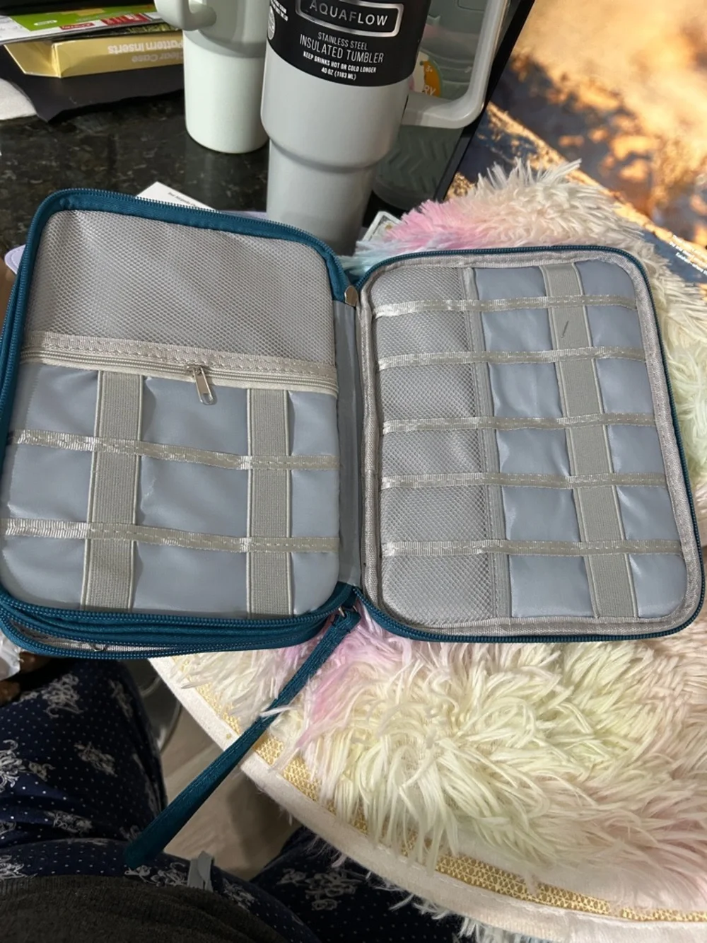 Teal Tablet Carrying Case - Protective Sleeve with Wrist Strap
